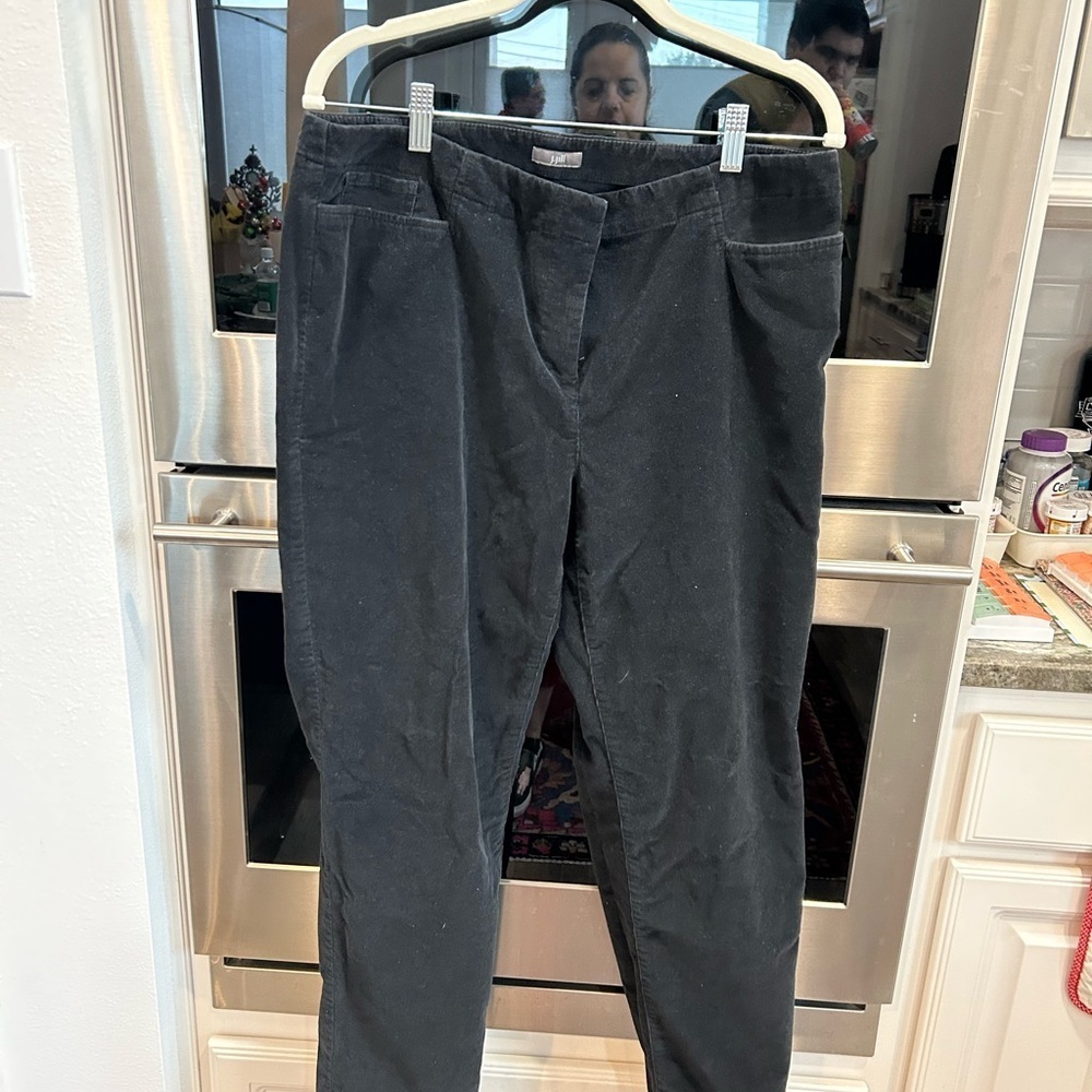 J. Jill Black black corduroy Straight Leg Pants have stretch size 14 GUC